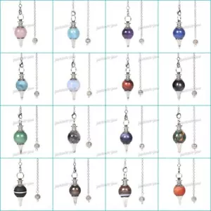 40mm Gemstone crystal healing point Metaphysical Chakra Reiki pendulum 6" Chain - Picture 1 of 172