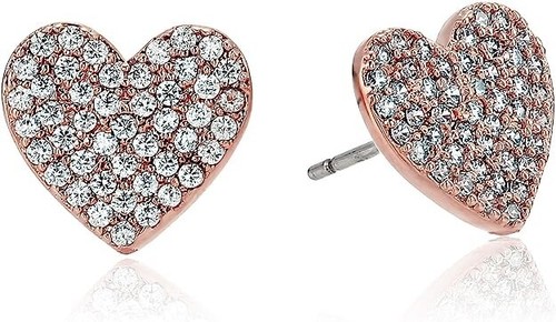 Orecchini a borchie Kate Spade Pave Cuore Rosa Tono Oro Nuovi con Etichette Sacchetto Polvere $48