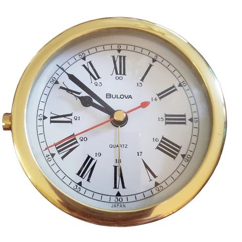 BULOVA QUARTZ Desk Clock Alarm Brass Color  Alarm Clock 3.50 WORKS READ Cover