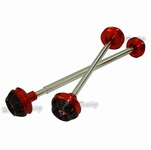 Front & Rear Wheel Axle Fork Sliders Guard Red For 2006-2010 SUZUKI GSXR 600 750 - Picture 1 of 11