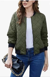 Zeagoo Women's Bomber Jacket Casual Coat Zip Up Outerwear Windbreaker Small - Picture 1 of 5
