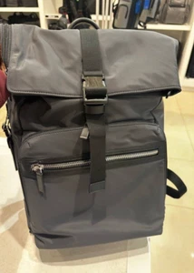 Tumi HAMDEN 18.5” Roll Top Laptop Backpack - BLACK & CARBON FIBER NWT - Picture 1 of 4