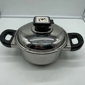 T304 Stainless Steel 4 Square 8” Sauce Pot Lifetime 25 Element Healthy Life Lid - Picture 1 of 6