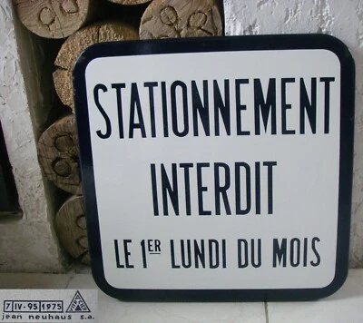 40X40CM NEUHAUS VITRACIER plaque émaillée signalisation STATIONNEMENT INTERDIT - Photo 1/4