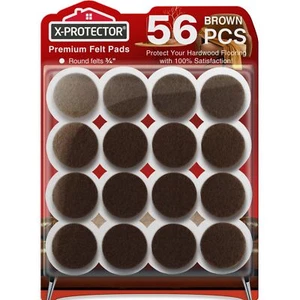 56PCS Felt Furniture Pads 3/4 Inch Round Brown Chair Leg Floor Protectors - Picture 1 of 6