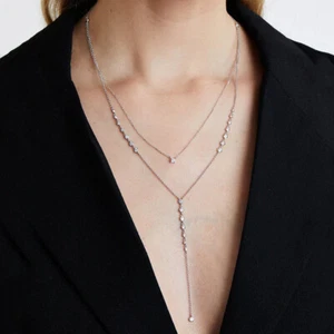 Mujer Estrás Collar Joya Multicapa Borla Larga Moda Cuerpo Cadena 28021 - Imagen 1 de 10