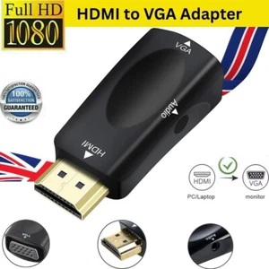 HDMI zu VGA Adapter Konverter mit 3,5mm Audio Klinke Kabel Stecker zu Buchse Anschluss - Bild 1 von 10