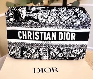 Dior Black & White Plan De Paris Map VIP / GWP Small Pouch Makeup Bag NEW w Box - Picture 1 of 6
