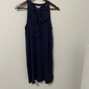 Lilly Pulitzer Shift Dress Womens Size S Shay Ruffle Navy Sleeveless Mini - Imagen 1 de 9