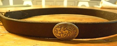 Vintage Brown Harness Leather Cowboy Hat Band Repurp'ed Hand Made w/Concho - Image 1 of 4