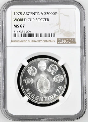 Argentina 1978 S2000P Pesos Plata Mundial Fútbol KM 79 NGC MS 67 Foto 1 de 4