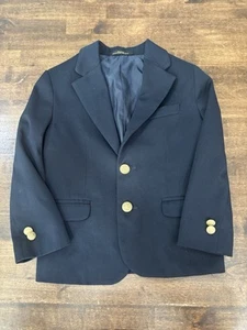 Izod Boys Size 4 Reg Navy Blue Blazer Sport Suit Coat Jacket Gold Buttons - Picture 1 of 7