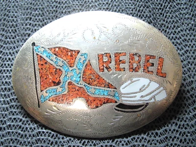 WESTERN REBEL CSA TURQUESA CORAL HEBILLA DE CINTURÓN! ¡VINTAGE! RARO! ¡HECHO A MANO! Años 70! Foto 1 de 4