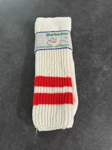 VTG Socks 1980s Burlington Equipe Tube Athletic Red Stripe NWT 9-15 NOS - Picture 1 of 3
