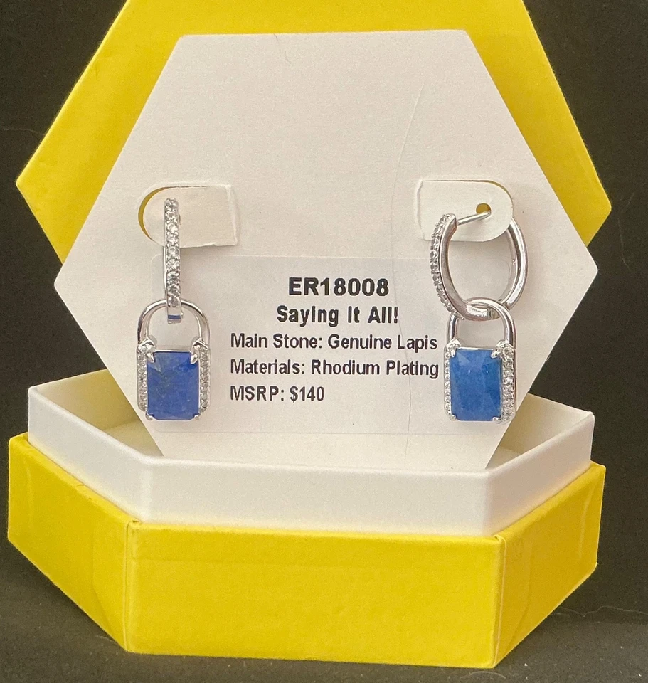 Pendientes Bomb Party “¡Diciéndolo Todo!” ER18008 Genuino Lapislázuli Rodio Foto 1 de 1