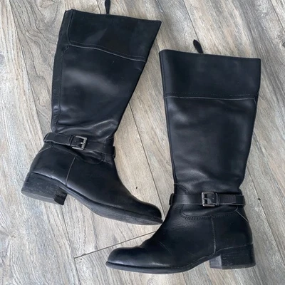 Franco Sarto Wide Calf Women’s Size 9 Tall Black Leather Boots - image 1 of 4