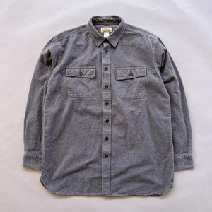 Camicia LL Bean uomo grande alta camoscio flanella bottoni grigio antracite vintage anni 90 - Foto 1 di 6