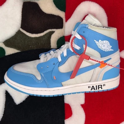 Talla 9.5 - Jordan 1 Retro Alto Off-White Azul Universitario *LIGERAMENTE USADO* Foto 1 de 4