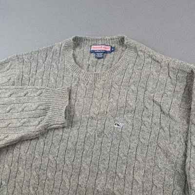 Vineyard Vines Wool Cable Knit Sweater Men's Size XL Gray Crew Neck - Image 1 of 4
