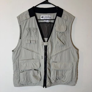 Columbia Sportswear Unisex Fishing Vest Utility Travel Outdoor Pockets Beige L - Picture 1 of 10