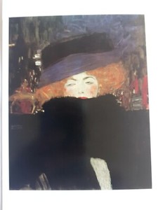 Art POSTCARD "GUSTAV KLIMT" " lady with Hat and Feather Boa  " 1909 " 