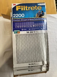 (4) 3M Filtrete 2200 14x24x1 MPR2200 MERV 13 Premium Allergen Air Filter, Edge - Picture 1 of 6