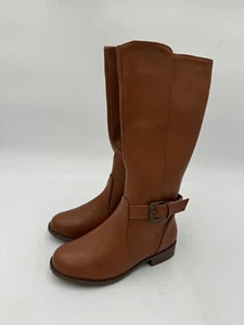 FabKids Mädchen hohe Schnalle Reitstiefel indisch hellbraun runde Spitze Reißverschluss Kinder Größe 1 - Bild 1 von 11