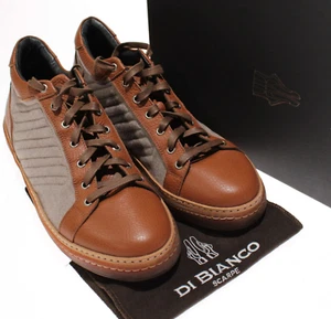 Di Bianco NWB The Boxer Wool & Deerskin Sneakers Size 10.5 US In Brandy / Gray - Picture 1 of 11