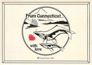 From Connecticut with Love Whales schooner 1989 Postcard - Picture 1 of 2