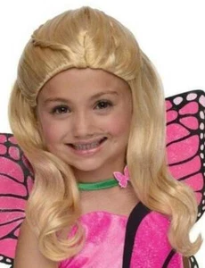Girls Halloween Barbie Wig Mariposa Fairy Princess Blonde Costume Accessory - Picture 1 of 2