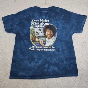 Official Bob Ross Ever Make Mistakes Parody T-Shirt Blue Tie Dye Funny Comical - Picture 1 of 7