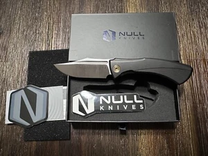 Null Knives Ghoul Belt Satin S90V Black PVD Titanium Handle Gold Hardware - Picture 1 of 4