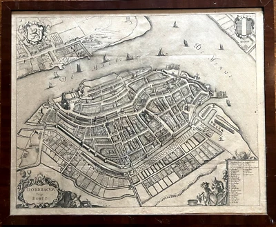 Antique Map Dordracum Dordrecht Dortt Netherlands 16th-17th Century 21" x 17" - Image 1 of 4