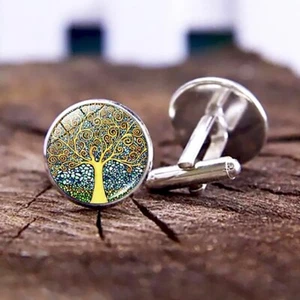 Tree of Life Cufflinks, Yggdrasil Cuff links, Yew Tree Cuff Links - High Quality - Picture 1 of 19