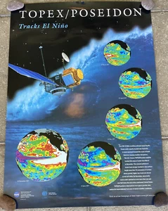 Topex / Poseidon Tracks El Niño Satellite Ocean Technology Poster NASA - Picture 1 of 9