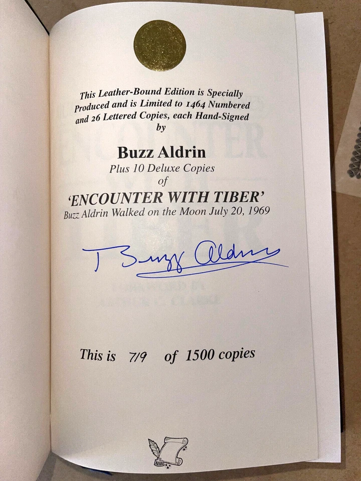 BUZZ ALDRIN AUTOGRAPH SIGNED ENCOUNTER WITH TIBER BOOK COA SPACE NASA MOON 719 - Image 1 of 4