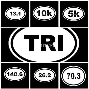 2pcs 5~140.6 Ironman Triathlon Stickers Car Window Decal White Oval Marathon Run