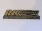 Vintage Rk Chevrolet Vineland New Jersey Plastic Dealer Badge Emblem Tag Trunk