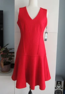 KARL LAGERFELD PARIS Women's Red Jumper Sleeveless Woold Blend Dress Sz 8 *Flaw - Picture 1 of 16