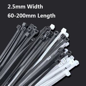 Cable Zip Tie Nylon Wraps High Quality Strong 2.5mm Width 60/80/100-200mm Length - Picture 1 of 12