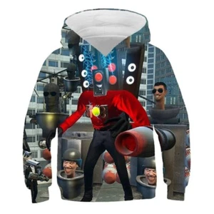 Skibidi Toilet Character Hoodie for Kids - Vibrant Red & Blue Boys Hoodie Top - Picture 1 of 36