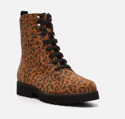 Botas con cordones de cuero fáciles de leopardo para mujer DONALD PLINER talla 8 Foto 1 de 4
