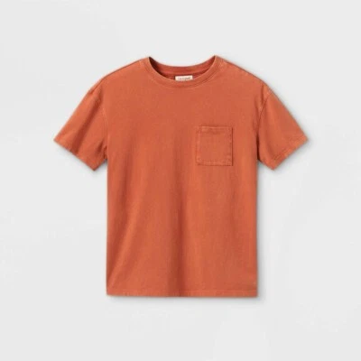 Cat & Jack Cinnamon Burnt Orange 100% Cotton T-Shirt With Pocket Size Medium NWT - Image 1 of 4