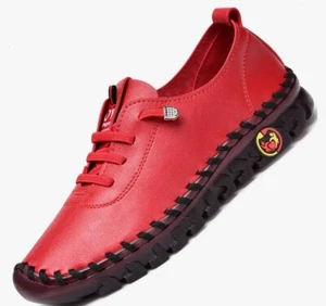 Mocasines planos para mujer 8,5 de cuero con fondo suave tendón de carne hechos a mano antideslizantes (CC) - Imagen 1 de 8