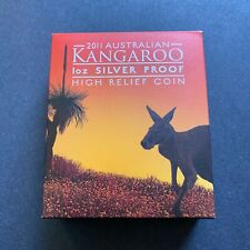 2011 AUSTRALIA KANGAROO HIGH RELIEF 1 OZ SILVER COIN WITH BOX / COA