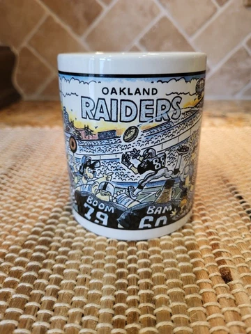 Oakland Raiders Team NFL Cartoon Mug Made in USA by Custom Edge Brand Rare Cover