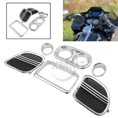 For Harley Road Glide Ultra FLTRU 15-UP Inner Fairing Speaker Grills Cover Trim - Image 1 of 4