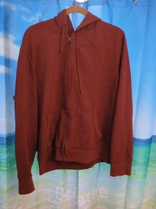 J Crew Sweatshirt Mens Large Burgundy Authentic Fleece Hoodie Pullover A18 - Picture 1 of 7