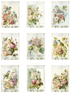 Cottage Garden Florals A Designer MULTI-SIZE SET Cotton Fabric Quilt Blocks - Picture 1 of 19