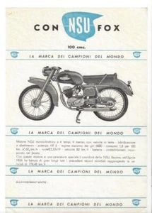NSU con NSU Fox 100cc made in Italy folleto depliant años 50 - Imagen 1 de 1